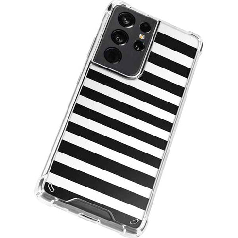 White and Black Stripes Galaxy S21 Ultra 5G Clear Case